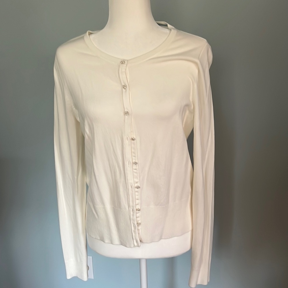 WHBM white cardigan M